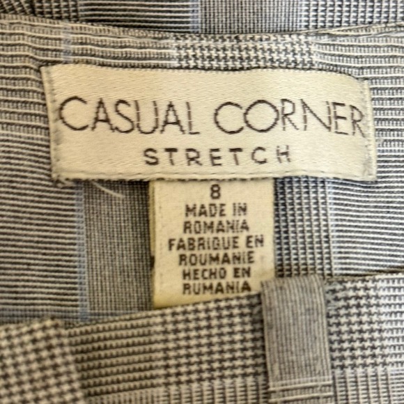 Vintage Casual‎ Corner Pants Women 8 Gray Plaid Stretch Career Bootcut Trousers - Picture 7 of 10